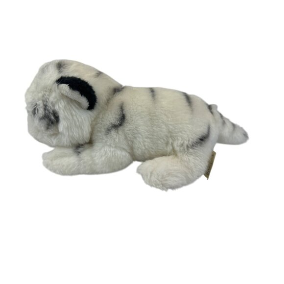 Stuffed White Tiger Plush Toy With Black Stripes and Blue Eyes Baby - Picture 4 of 9